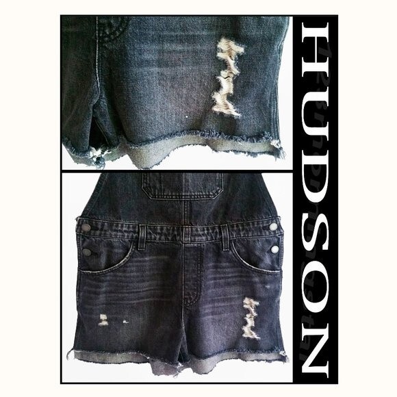 Hudson NEW Distressed Baggy Slouchy Shortall Overall S - Picture 6 of 11